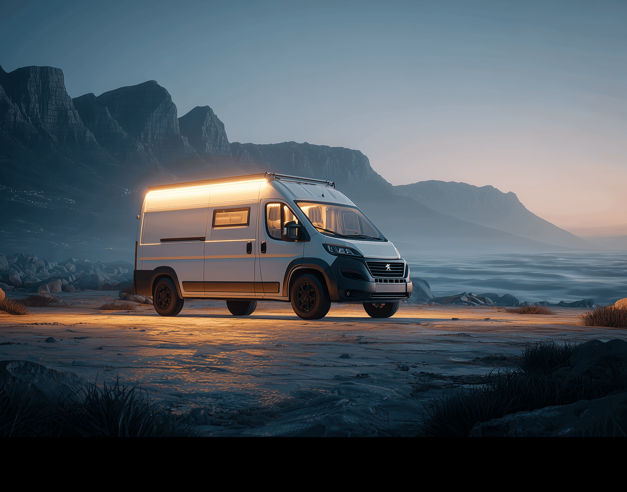 wuecamper van on beach